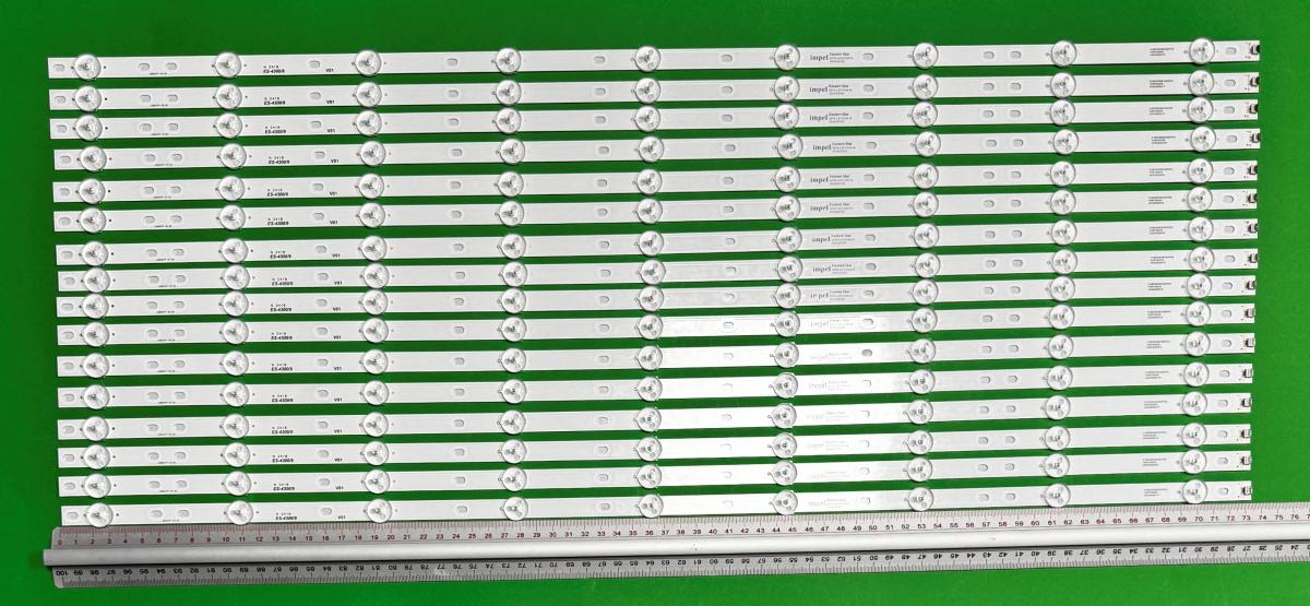 Led backlight strip for tv PHILIPS 65" set 16pcs X LB6507P V0_00 LB65089 V0_00 LB6508W 210BZ09D0B336BP01L , 9LED , 733MM , 3V ,