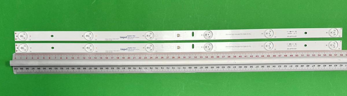Led backlight strip for tv HISENSE 32" set 2pcs X 75YYN07003-PHLB23F5-E329-5-PIL , 6LED , 582MM ,
