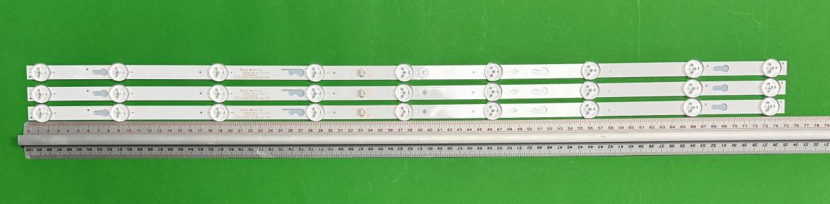Led backlight strip for tv TCL 49" set 3pcs X 4C-LB400T-ZC1 TCL40D09-ZC22AG-06E 303TC400032 , 9LED , 3V , 750MM ,