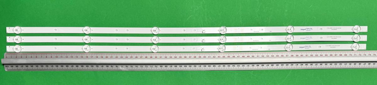 Led backlight strip for tv PHILIPS 39" set 3pcs X GJ-39EB01-0D35-3X6-20210901 303GJ390003 , 6LED , 735MM , 3V ,