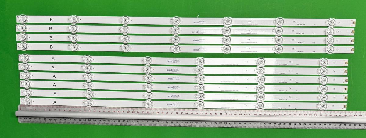 Led backlight strip for tv  SHARP 65" set 10pcs X 6pcs X JL.D65071330-020ES-M_V01 TYPE A 7LED 65KU 6*6 & 4pcs X JL.D65071330-020ES-M_V01 TYPE B 6LED 65KU 4*6 , 3V ,