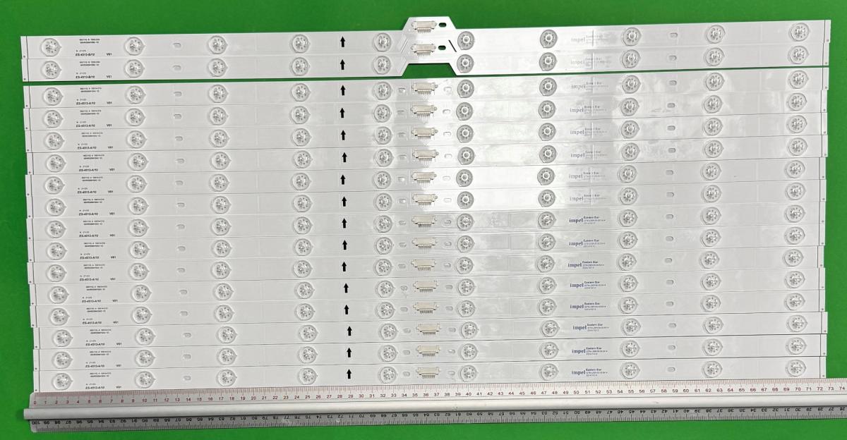 Led backlight strip for tv TCL 65" QLED set 16 pcs , 14pcs X 65H4330M10A3 V2 65C11G A 10X14-C10 , 10LED, 720MM , 36V & 2pcs X 65HR330M10B3 V2 65C11G B 10X2-C04 , 10LED , 720MM , 36V ,