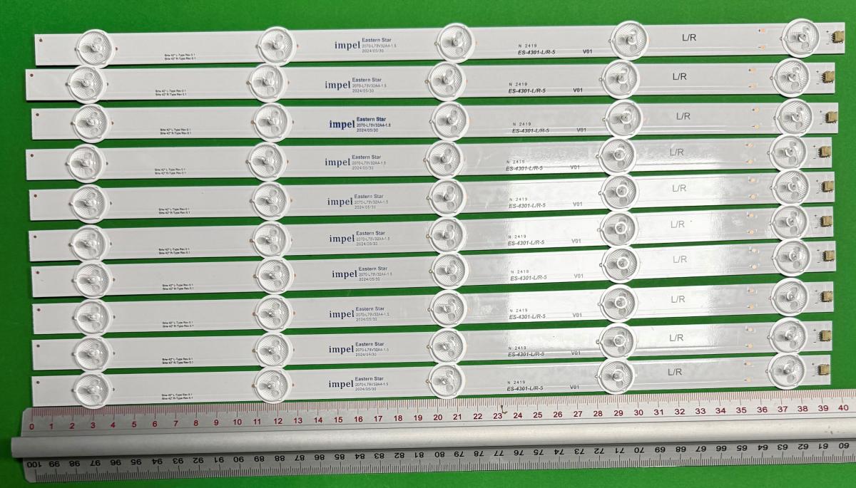 Led backlight strip for tv BESTECH 42" set 10pcs , 5pcs X 42" R-type rev0.1 1330 MG420HVN052MBM2G3B50139 , 395MM , 5LED , 3V  & 5pcs X 42" R-type rev0.1 1330 MG420HVN051RCM2F38S0741 , 395MM , 5LED , 3V ,