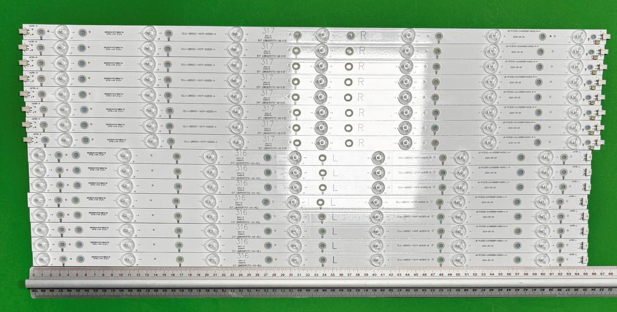 Led backlight strip for tv  PHILIPS 65" set 16pcs , 8pcs X R: CEJJ-LB650Z-14S1P-M3030-J & 8pcs X  L: CEJJ-LB650Z-14S1P-M3030-I , 7LED , 3V , 65D3503V1W7C1B65417M ,