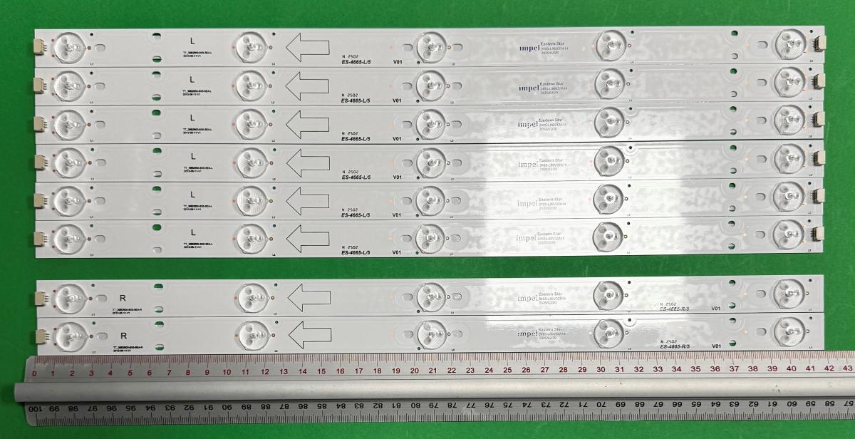 Led backlight strip for tv  MERLOT / TCL 39" set 8pcs , 6pcs X TOT_39B2600-8X5-5EA-L , 5LED , 418MM , 3V & 2pcs X TOT_39B2600-8X5-5EA-R , 5LED , 418MM , 3V &