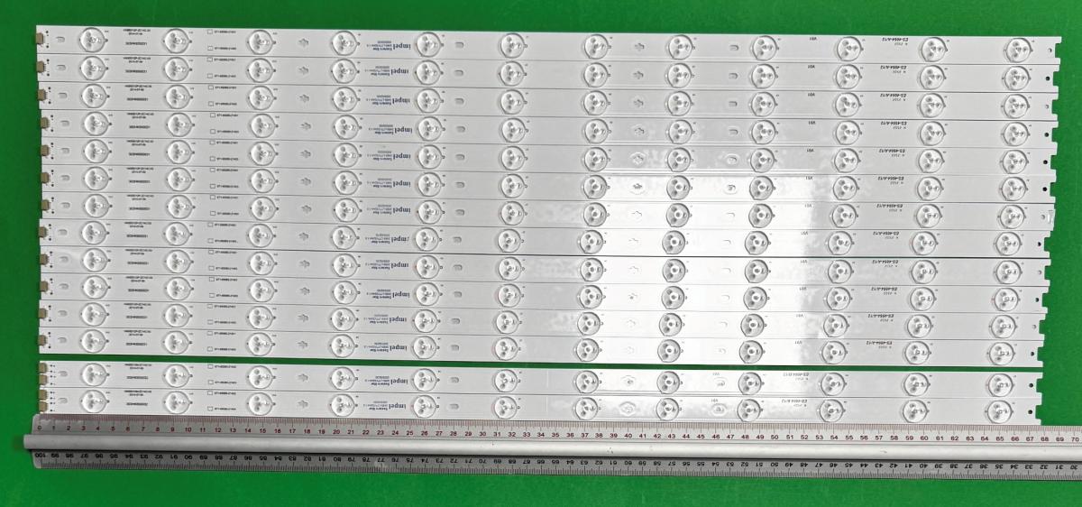 Led backlight strip for tv HAIER 65" set 14pcs , 12pcs X HK65D12M-ZC14C-03 & 2pcs X HK65D12P-ZC14C-03 , 12LED , 678MM , 3V ,