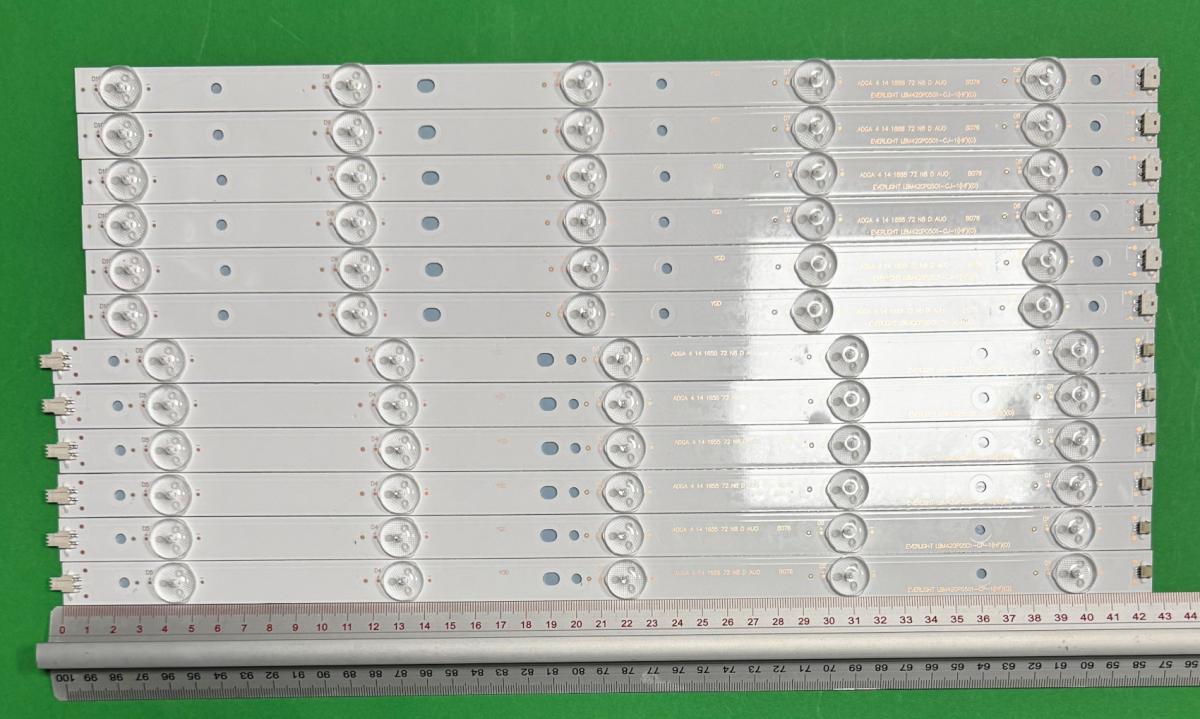 Led backlight strip for tv  SHARP 42" set 12pcs , 6pcs X EVERLIGHT LBM420P0501-CJ-1(HF)(0) , 5LED ,  414MM , 3V & 6pcs X EVERLIGHT LBM420P0501-CP-1(HF)(0) , 5LED ,  426MM , 3V ,