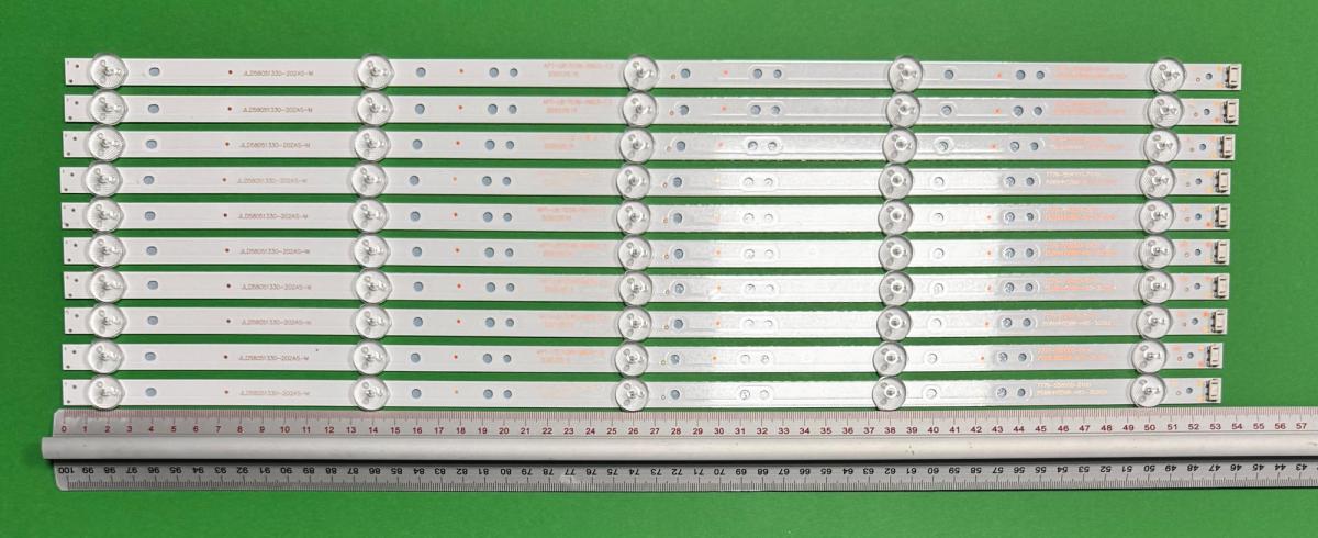 Led backlight strip for tv  SKYWORTH 58" set 10pcs x 5835-W58000-1P00 Ver.01 2019.04.04  CRH-A58303010057C2REV1.0  APT-LB17038-58G3-1.2  JL.D58051330-202AS-M , 5LED ,  535MM , 3V ,