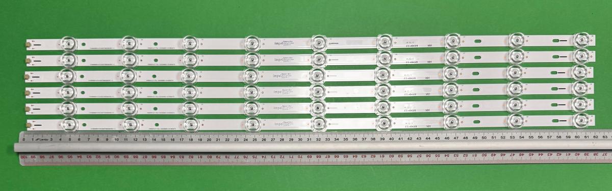 Led backlight strip for tv  HISENSE 65" set 6pcs x CRH-BXK65H1U72C3030T0609368-REV1.6  HD650H1U71-T0L1+2023060801+SVH650AT9  HD650H1U71-T0L1  2023060801  SVH650AT9  1285538  , 9LED , 619MM , 3V ,