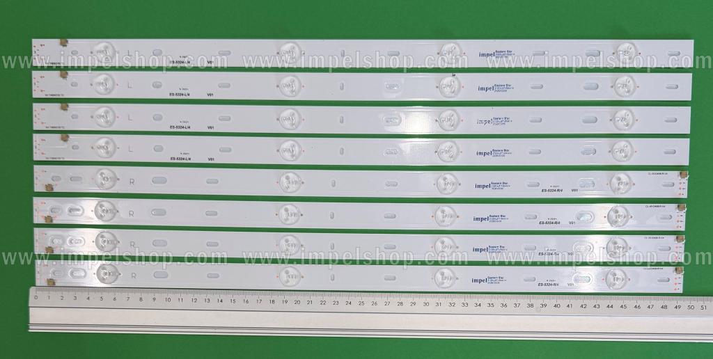 Led backlight strip for tv PHILIPS 50" set 8pcs , 4pcs X CL-50-D408-R-V4 & 4pcs X CL-50-D408-L-V4 , 4LED , 494MM , 6V ,