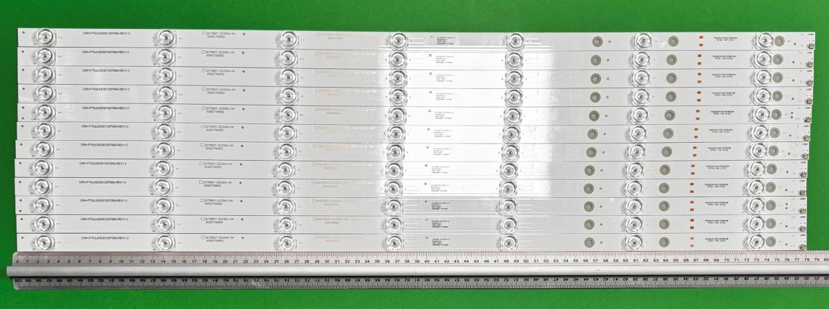 Led backlight strip for tv  PHILIPS 75" set 12pcs x HFSX75D07-ZC23AG-03E 2018-12-03 7S1P 303HX750001E , 7LED , 780MM , 3V ,