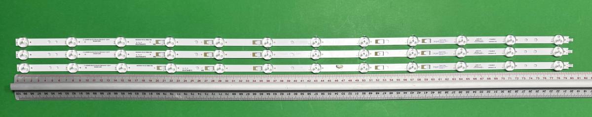 Led backlight strip for tv  KRUGER & MATZ  40" set 3pcs , 2pcs X LED40D12A-ZC21AG-02 2017-08-05 12S1P 30340012208 & 1pcs X LED40D12B-ZC21AG-02 2017-08-05 12S1P 30340012209 , 12LED , 804MM , 3V ,