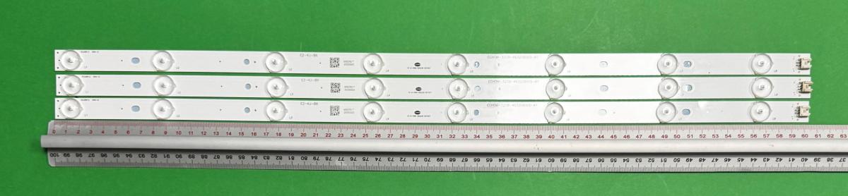 Led backlight strip for tv LG / HITACHI 32" set 3pcs X RF-BS320E32-0801S-07 A0 / IC-A-HWAI32D235/ECHOM-32DB-4632DB005-A1,ECHOM-32DB-4632DB008-A1, E2-KJ-B6, E3-KL-B6/HL-17320A28-0801S-01 , A3 4632DB0 16 , D1-7-C-H , HD4 E341134 , 8LED , 605MM , 3V ,