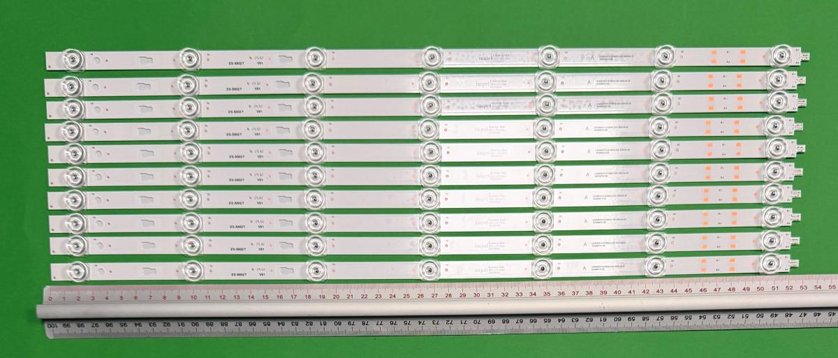 Led backlight strip for tv  SHARP 55" set 10pcs x LED55D07A-ZC59AG-02D 2020-04-23 30355007213D 5500M009 , 7LED , 520MM , 3V , blue light ,
