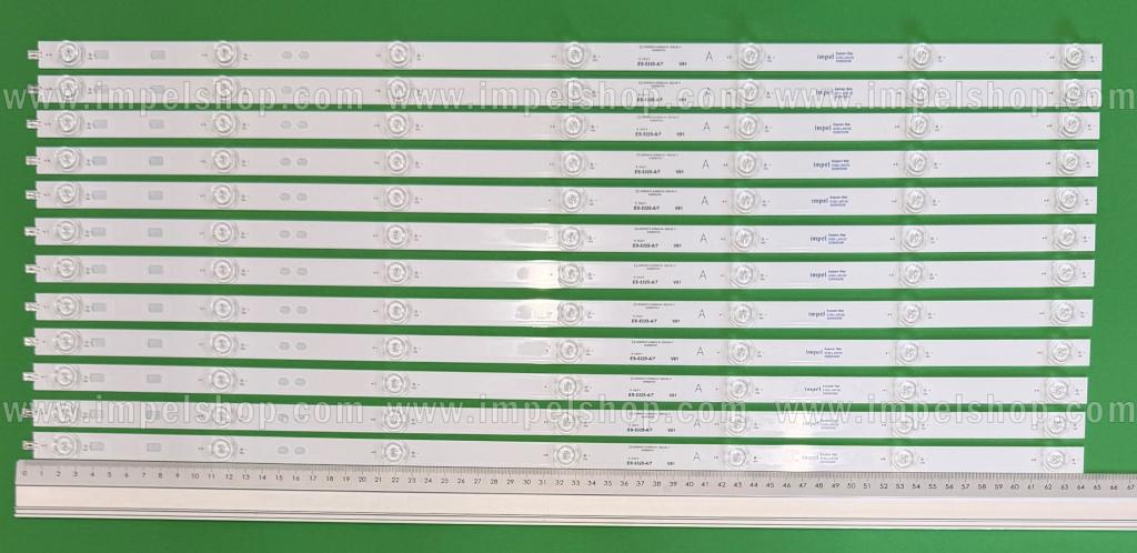 Led backlight strip for tv  SHARP 65" set 12pcs x LED65D07A-ZC69AG-04 2020-06-17 , 7LED , 633MM , 3V , H03/H04 T140 , blue light ,