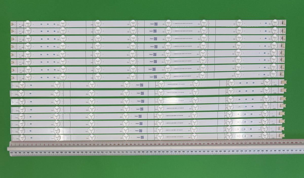 Led backlight strip for tv HISENSE 65" set 16pcs , 8pcs X BD650Y3U52-L9M1-R6-8-C4 HT1275172 HD650Y3U73-L9+2021100901+R+APT-HXLB21067 , 8LED , 656MM , 12V , & 8pcs X  BD650Y3U52-L9M1-L6-8-C4 HT1275173 HD650Y3U73-L9+2021100901+R+APT-HXLB21067 , 8LED , 656MM , 12V ,