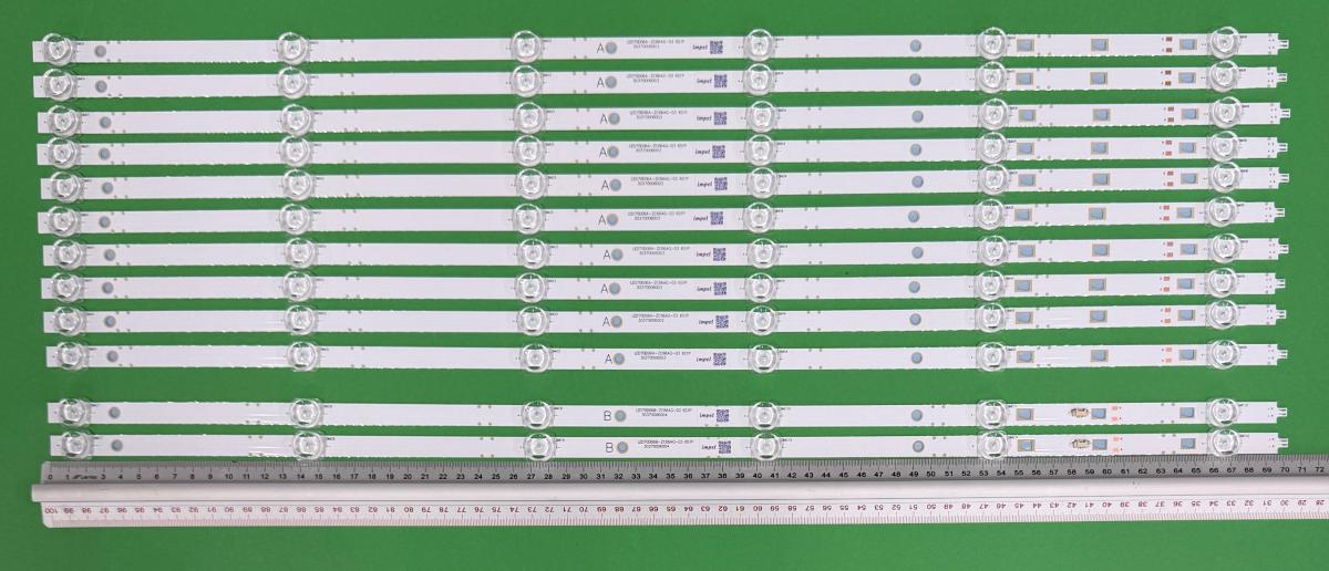 Led backlight strip for tv SHARP / JVC 70" set 12pcs , 10pcs X LED70D06A-ZC66AG-03 2019-08-05 6S1P & 2pcs X LED70D06B-ZC66AG-03 2019-08-05 6S1P , 6LED , 695MM , 3V , LED70D06A-ZC66AG-10D 2020-06-17 6S1P LED70D06B-ZC66AG-10D 2020-06-17 6S1P ,