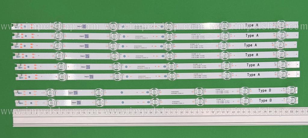 Led backlight strip for tv  DIJITSU 55" set 8pcs , 6pcs X K550WDF A1 4708-K55WDF-A1113N21 K550WDF A1 4708-K55WDF-A1113N31 K550WDF A1 4708-K550WDF-A1113N21 K550WDF A1 4708-K550WDF-A1113N31 , 5LED , 541MM , 3V & 2pcs X  K550WDF A2 4708-K55WDF-A2117N41 K550WDF A2 4708-K55WDF-A2117N51 ,  6LED , 541MM , 3V ,