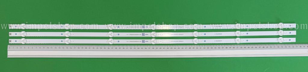 Led backlight strip for tv PHILIPS  39" set 3pcs x LB-PM3030-GJD3x3393x7AD03-T  AA393030070379TRev1.1-115I replacement for  : 210BZ07D0B338BE00X , 7LED , 769MM , 3V ,
