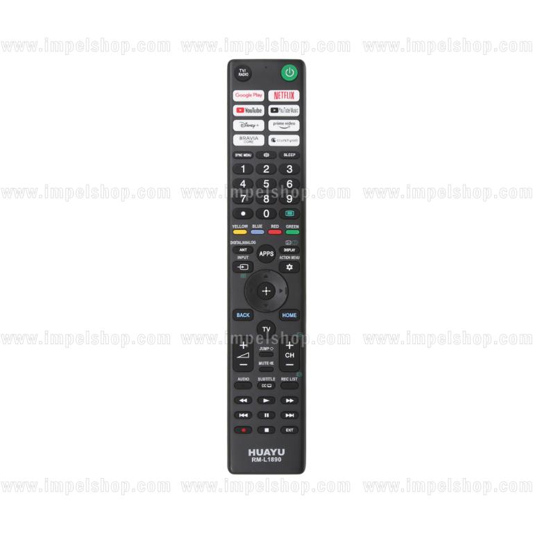 SONY  SMART TV Remote Control RM-L1890 - HUAYU replacement , Youtube Netflix Prime Video Disney+ Google Play ,