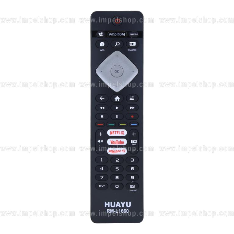 PHILIPS SMART TV Remote Control RM-L1660 - HUAYU replacement , Netflix Youtube Rakuten TV ambilight ,