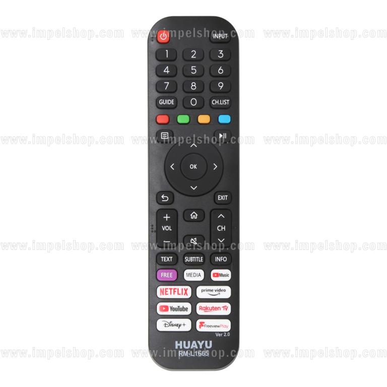 HISENSE SMART TV Remote Control RM-L1665 v2 - HUAYU replacement , Youtube Netflix Prime Video Rakuten TV Disney+ ,