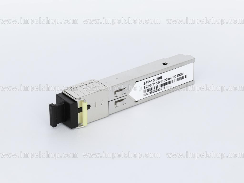 Transceiver 1.25G, SFP, BIDI, WDM, SMF 1xSC, 20km (16dB), Tx1550nm / Rx1310nm, DDM , CISCO compatible