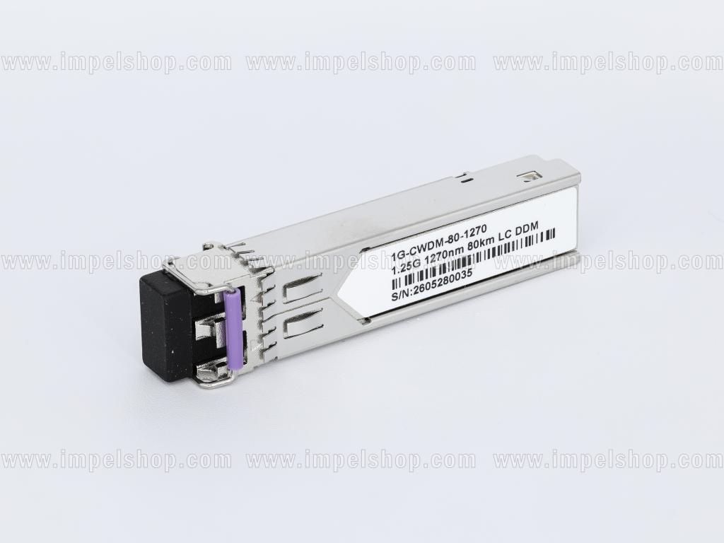 Transceiver 1.25G, SFP, CWDM, SMF, 2xLC, 80km (23dB), Tx1270nm / Rx1270nm ~1610nm, DDM , CISCO compatible