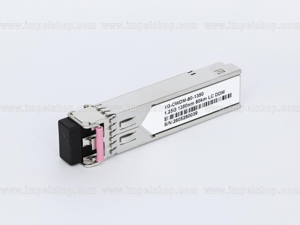 Transceiver 1.25G, SFP, CWDM, SMF, 2xLC, 80km (23dB), Tx1350nm / Rx1270nm ~1610nm, DDM , CISCO compatible