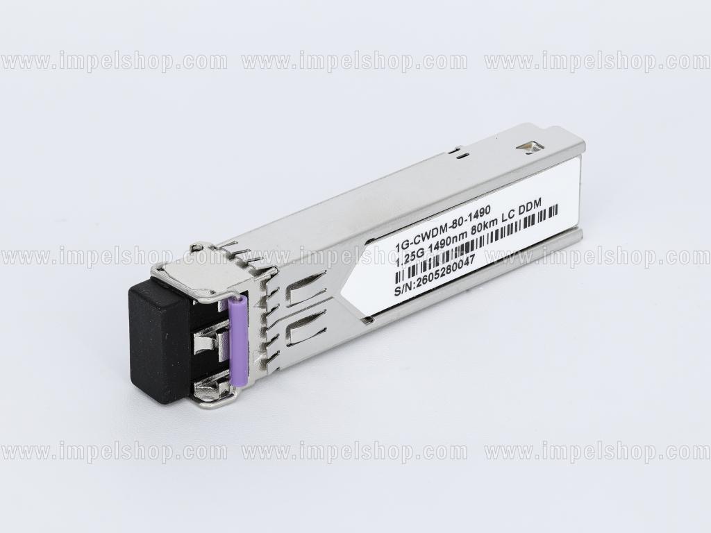 Transceiver 1.25G, SFP, CWDM, SMF, 2xLC, 80km (23dB), Tx1490nm / Rx1270nm ~1610nm, DDM , CISCO compatible