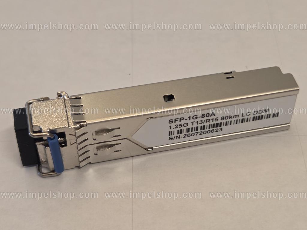 Transceiver 1.25G, SFP, BiDi, WDM, SMF, 1xLC, 80km, Tx1310nm / Rx1550nm, CISCO compatible