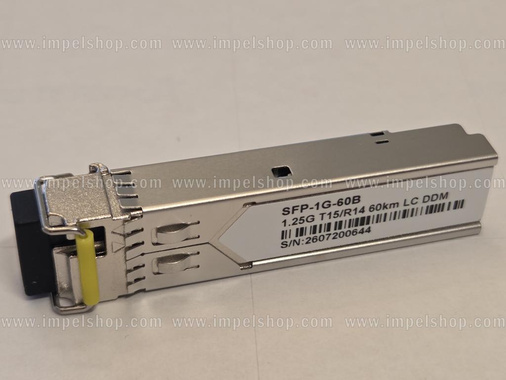 Transceiver 1.25G, SFP, BiDi, WDM, SMF, 1xLC, 60km, Tx1550nm / Rx1490nm, CISCO compatible