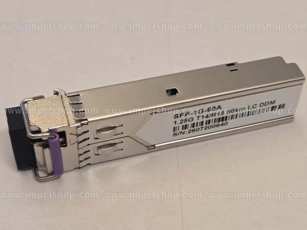 Transceiver 1.25G, SFP, BiDi, WDM, SMF, 1xLC, 60km, Tx1490nm / Rx1550nm, CISCO compatible