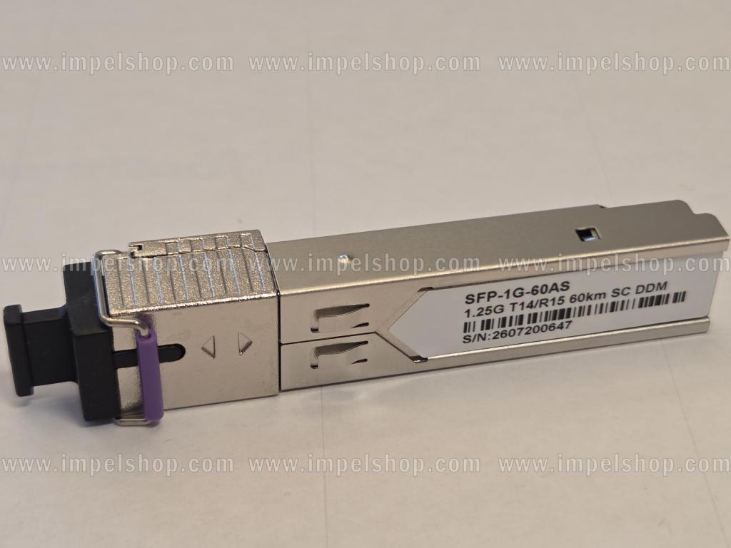 Transceiver 1.25G, SFP, BiDi, WDM, SMF, 1xSC, 60km, Tx1490nm / Rx1550nm, CISCO compatible