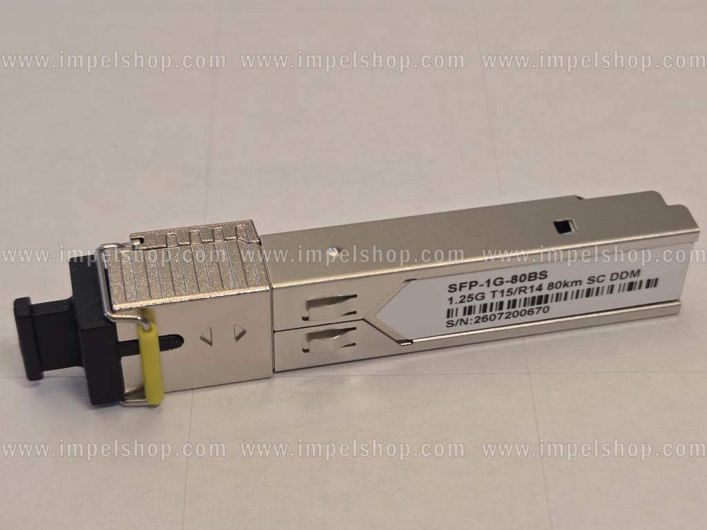 Transceiver 1.25G, SFP, BiDi, WDM, SMF, 1xSC, 80km, Tx1550nm / Rx1490nm, CISCO compatible
