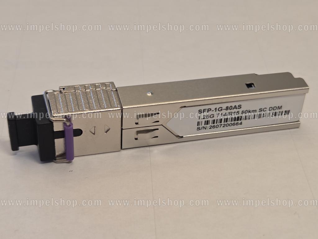 Transceiver 1.25G, SFP, BiDi, WDM, SMF, 1xSC, 80km, Tx1490nm / Rx1550nm, CISCO compatible