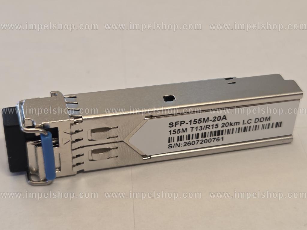 Transceiver 155M, SFP, BiDi, WDM, SMF, 1xLC, 20km, Tx1310nm / Rx1550nm, CISCO compatible