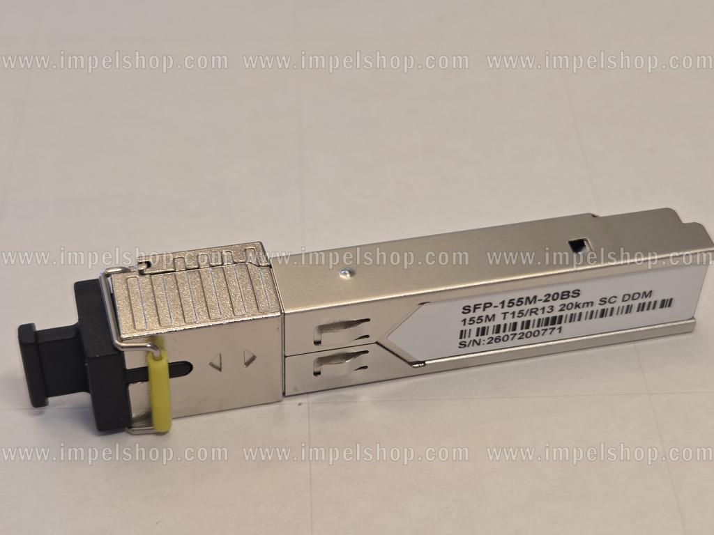 Transceiver 155M, SFP, BiDi, WDM, SMF, 1xSC, 20km, Tx1550nm / Rx1310nm, CISCO compatible