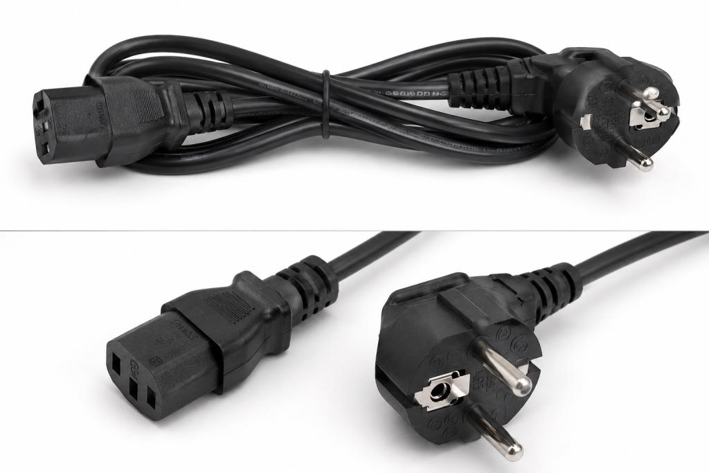 IEC C13 Power Cable – 3×0.75mm2 – 1.5m , black color ,