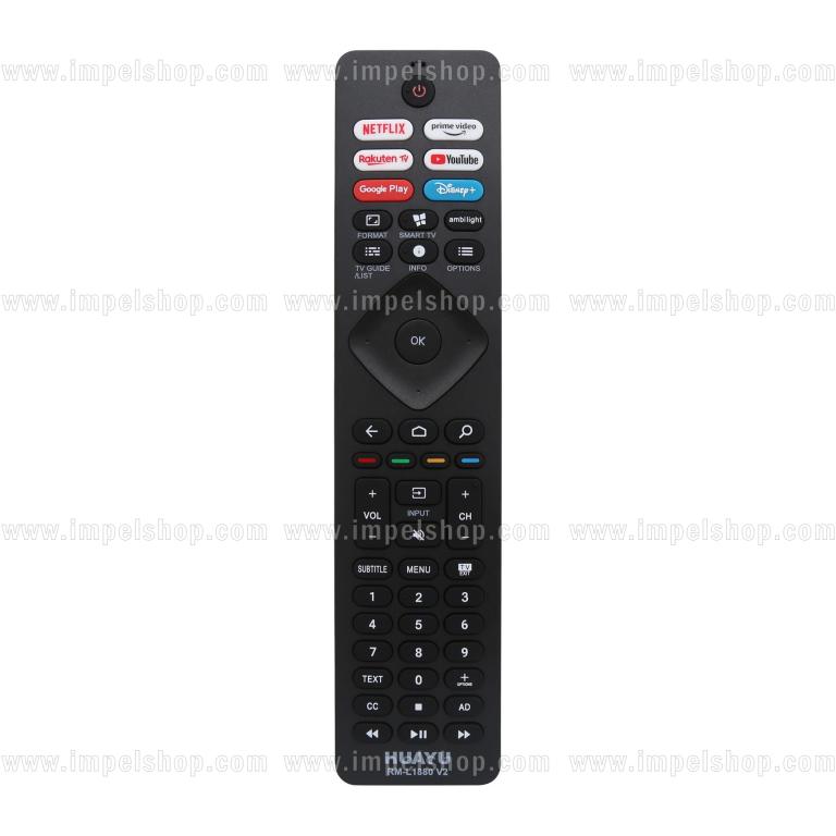 PHILIPS SMART TV Remote Control RM-L1880 V2 - HUAYU Replacement Remote Control, Netflix, Prime Video, Rakuten TV, YouTube, Google Play, Disney+, Ambilight, Smart TV ,