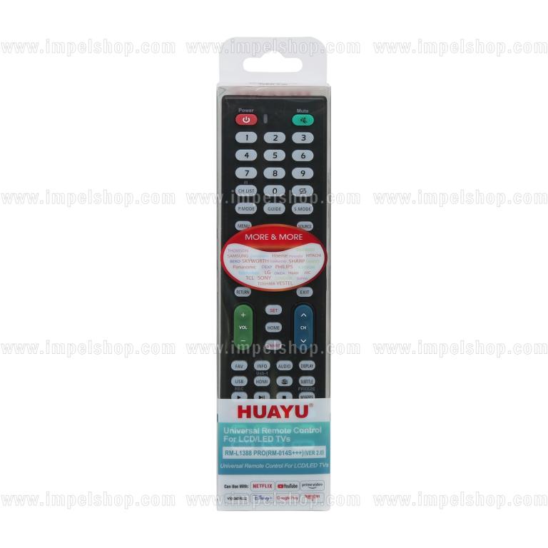 LED TV Universal SMART TV Remote Control RM-L1388 PRO Ver. 2.0 - HUAYU Replacement Remote Control, Google, Prime Video, Disney+, Rakuten, Netflix, YouTube, Shahid VIP, My Apps, USB, HDMI, 3D ,