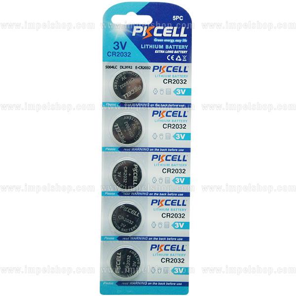 PKCELL CR2032 3V Lithium Coin Cell Batteries – 5 pcs blister