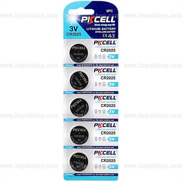 PKCELL CR2025 3V Lithium Coin Cell Batteries – 5 pcs blister