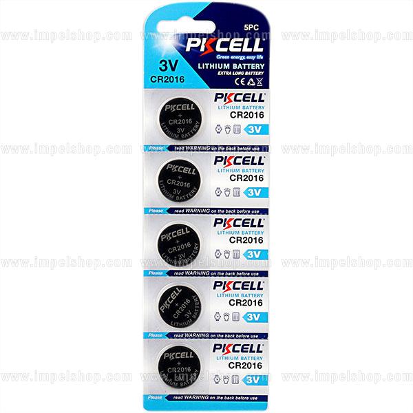 PKCELL CR2016 3V Lithium Coin Cell Batteries – 5 pcs blister