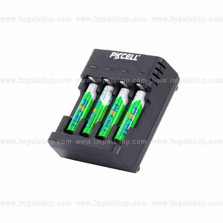 PKCELL PK-8146 AA/AAA Ni-MH/Ni-Cd Battery Charger, 4 Independent Slots, Micro USB