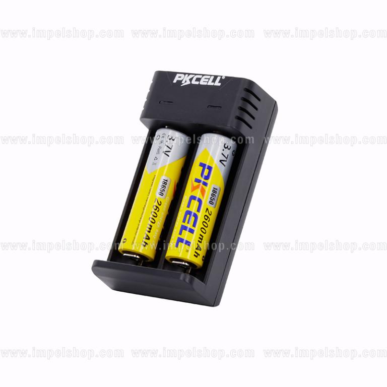 PKCELL PK-8221 3.7V Li-Ion Battery Charger, 2 Independent Slots, 1A ×2, 5V/2A Power Bank