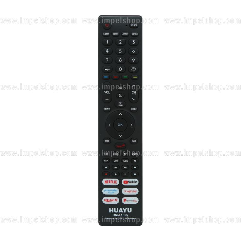 Universal Remote Control RM-L1655 - HUAYU Replacement Remote Control, Netflix, YouTube, Prime Video, Google Play, Rakuten TV