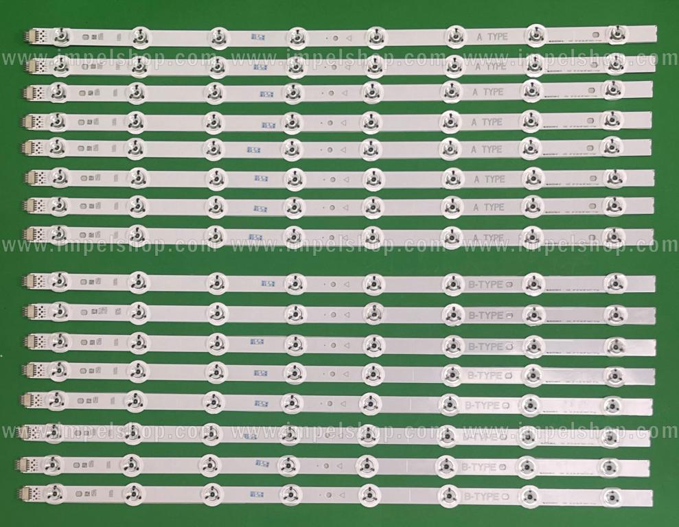 Led backlight strip for tv LG 55" V15 Slim DRT Rev0.5 set 16pcs , 8pcs X 55"  V15 Slim DRT Rev0.5 1 A-Type 6916L-1928A 574MM , 3V & 8pcs X 55"  V15 Slim DRT Rev0.5 1 B-Type 6916L-1929A , 574MM , 3V