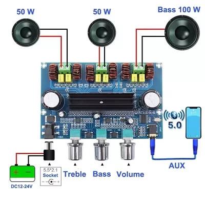 CA-3166B Bluetooth Amplifier Board 2*50W+100W 4~8ohm DC12V~24V TPA3116D2