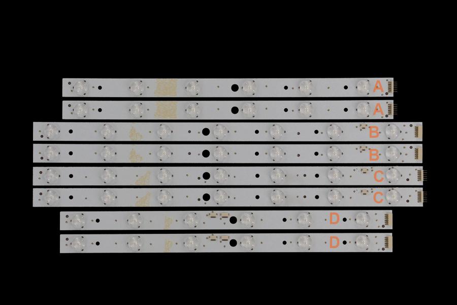 Led backlight strip for tv  MYSTERY 40" set 8pcs , 2A+2B+2C+2D x A:LED39D13-ZC14-01(B) B:LED39D13-ZC14-02(B) C:LED39D13-ZC14-03(B) D:LED39D13-ZC14-04(B)